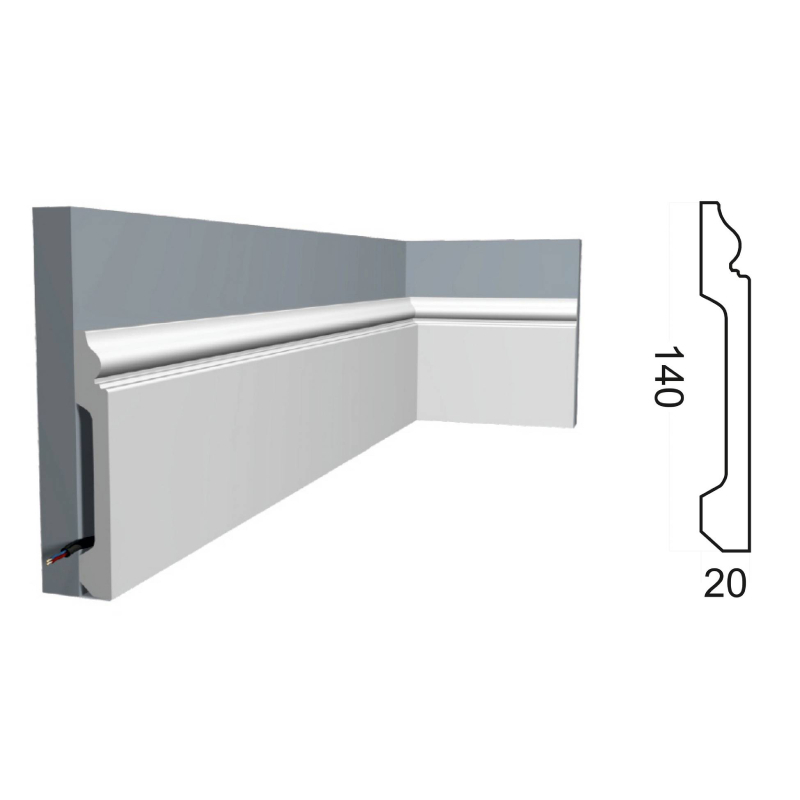 Kr054P напольный плинтус (140*20*2000 мм)