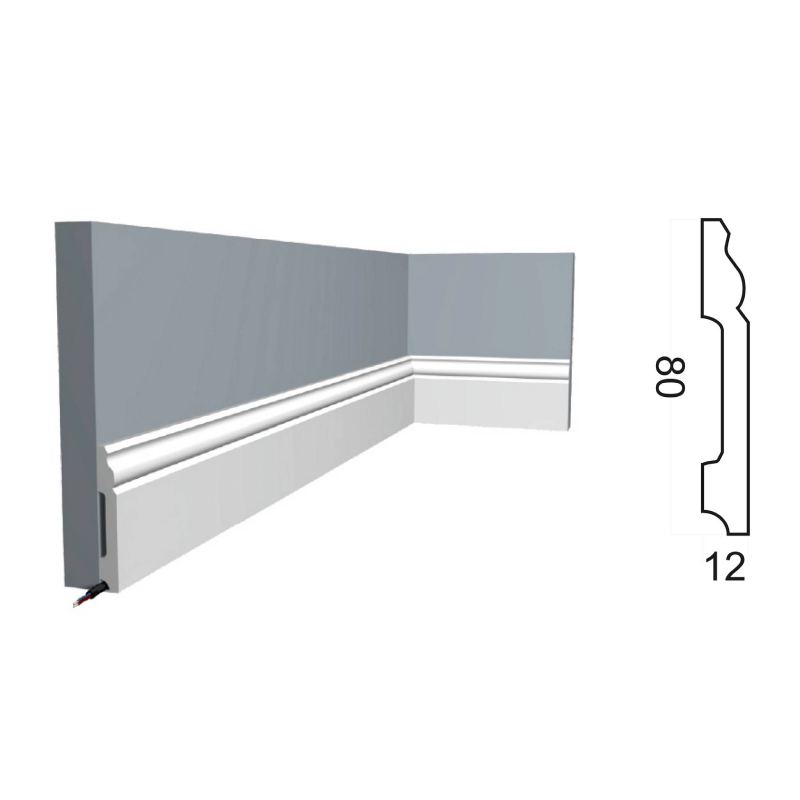 Kr020P напольный плинтус (80*12*2000 мм)