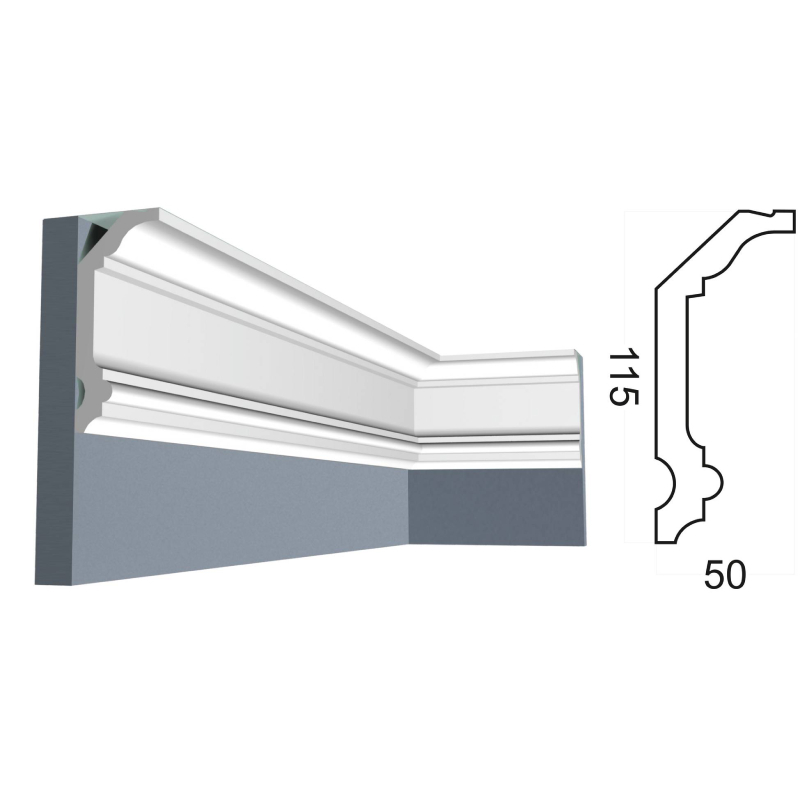 Kr344K карниз потолочный (115*50*2000 мм)