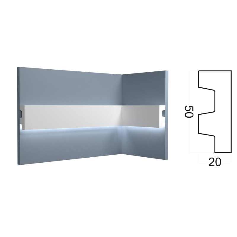Kr152M молдинг под подсветку (50*20*2000 мм)